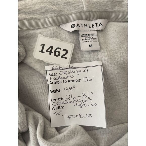 Athleta Light Grey Heather Purana Wrap Hoodie Sweatshirt Women M Yoga Gorpcore - Picture 9 of 14